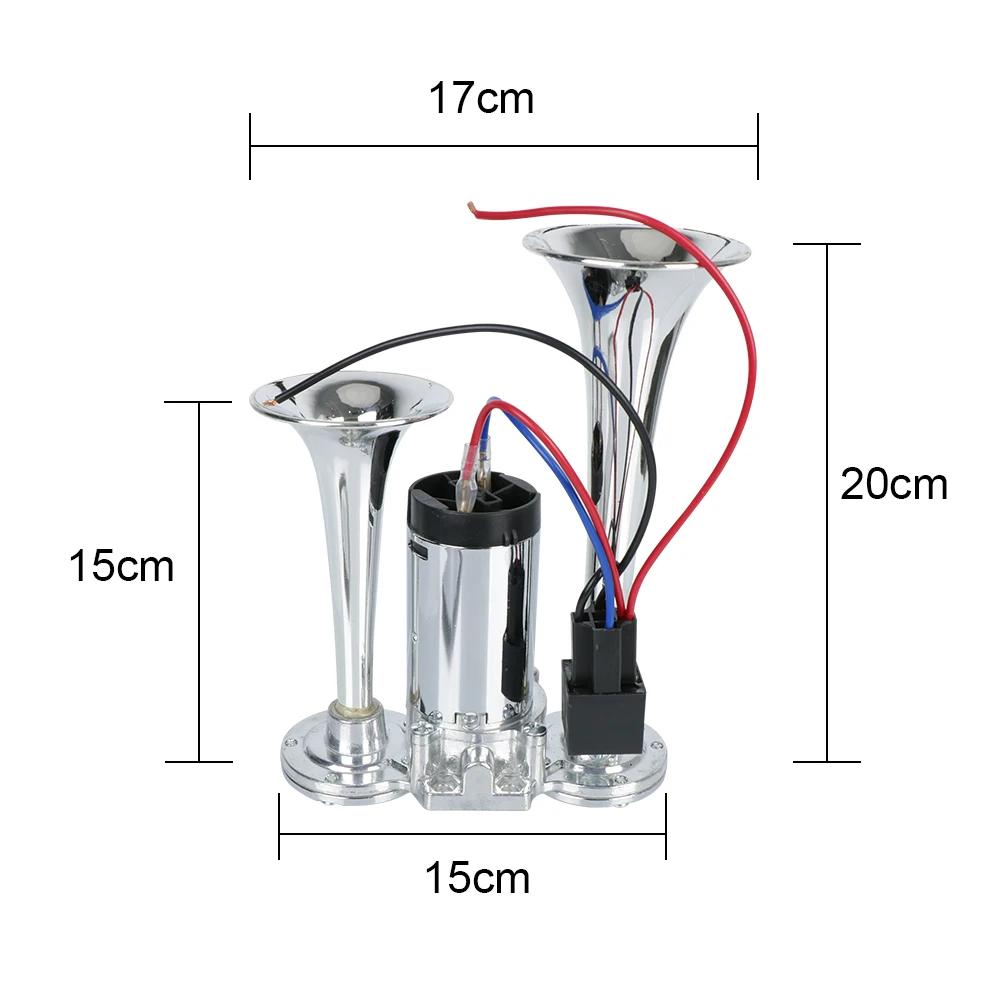 12V/24V 110dB Dual Trumpets Car Air Horn Set For Motorcycle Boat Truck Super Loud Electric Speaker with Wires and Relay