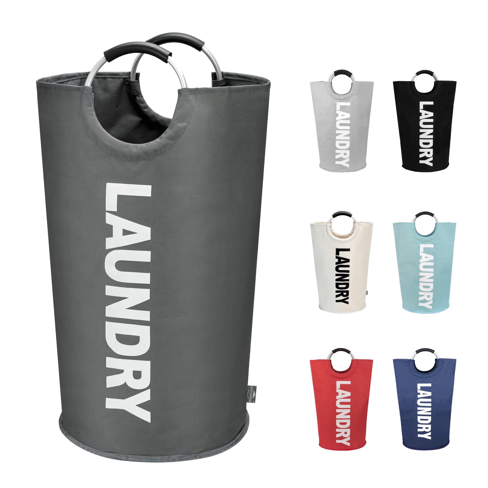 Foldable Oxford Cloth Laundry Basket with Aluminum Handle 90L (79*38cm) темно-серого