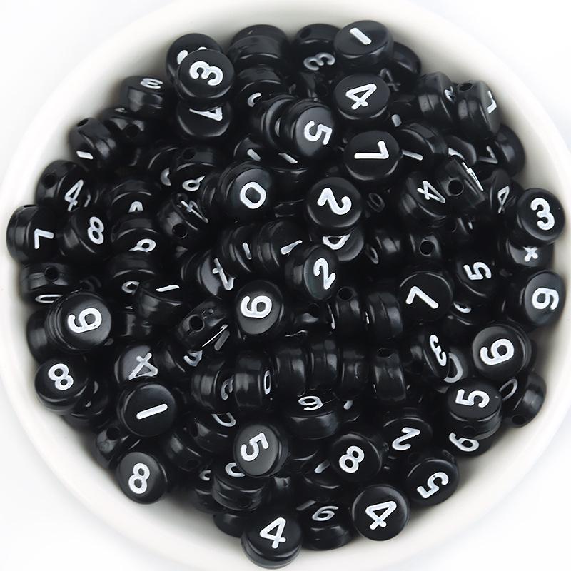 

Упаковка из 100 штук: Акриловые бусины с цифрами смешанных цветов, квадратные и плоские круглые для изготовления браслетов своими руками 100 pieces/pack