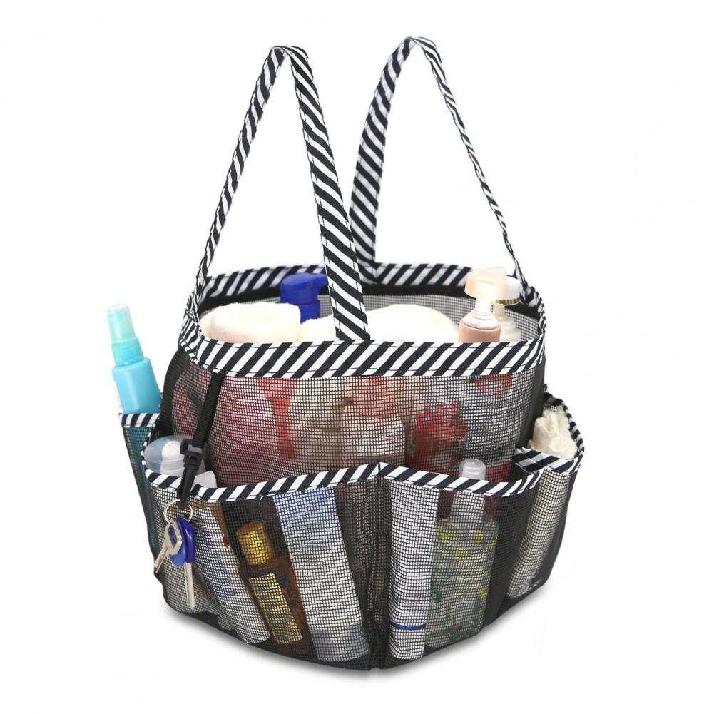 8Pocket Mesh Toiletry Bag Hanging Waterproof Bathroom Shower Bag Beach College Dorm Hanging Shower Organizer Portable Travel Bag