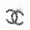 CHANEL leather chain cc logo leather metal earrings for women