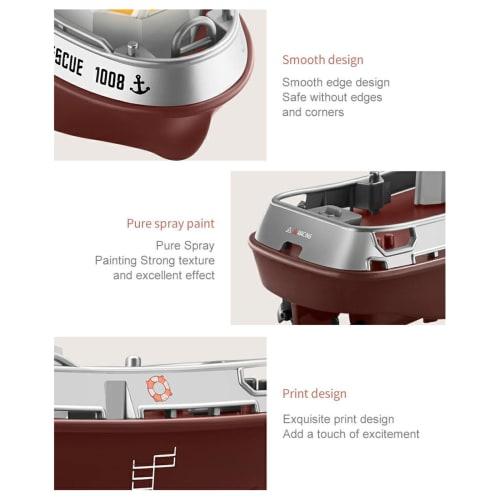 BCDYH Remote Control Boat, 2.4GHZ 1:32 Waterproof Mini Tugboat with Lights, Rechargeable Electric Toy for Kids Boys and Girls