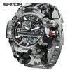 SANDA Women's Trendy LED Dual Display Waterproof Watch with Hourly Chime