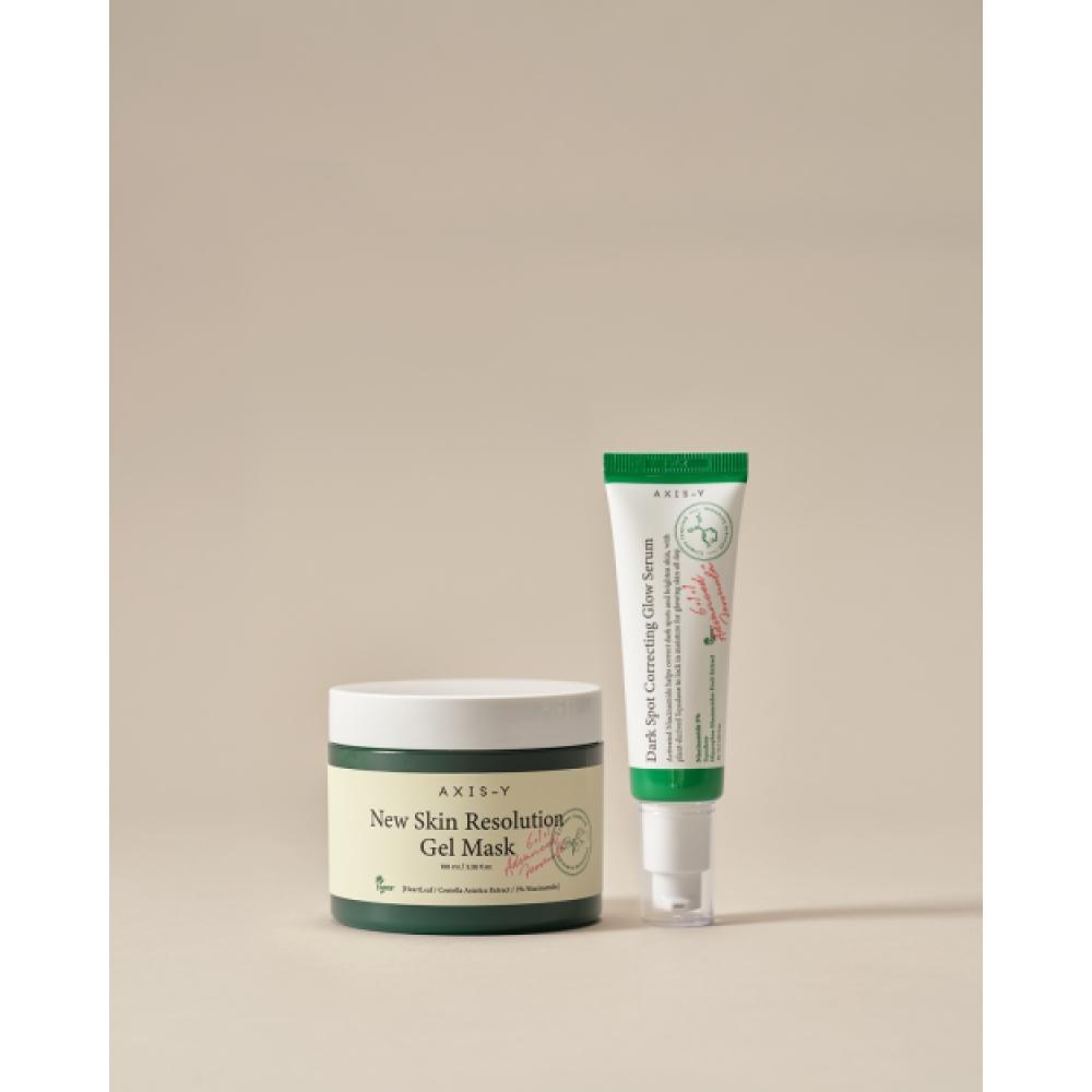 Axis Y Glow Set Of 2  Home Spa Relief Gel Mask   Blemish Care Glow Serum 
