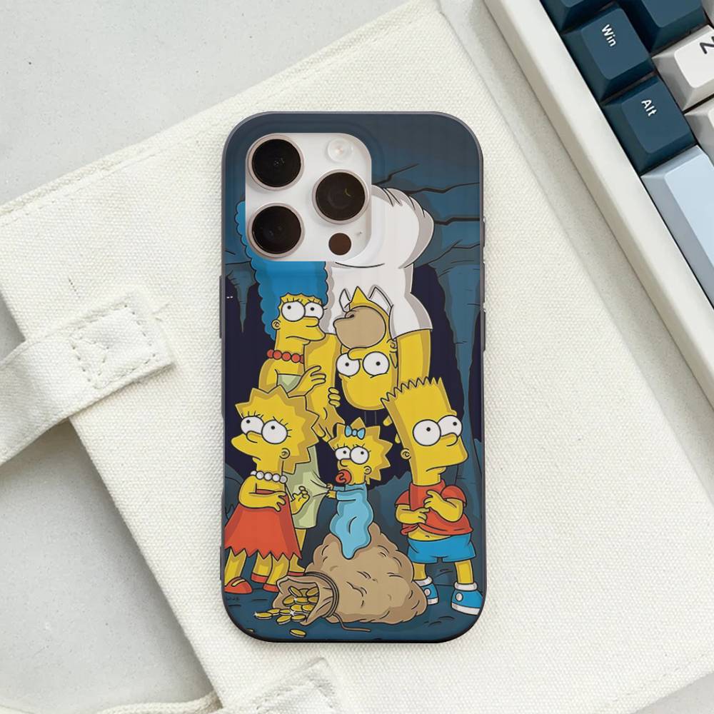Funny Cartoon S-Simpsons For IPhone 16 15 14 13 12 11 17 Pro Max Plus Wave Corrugated Phone Case Anti Drop Cover