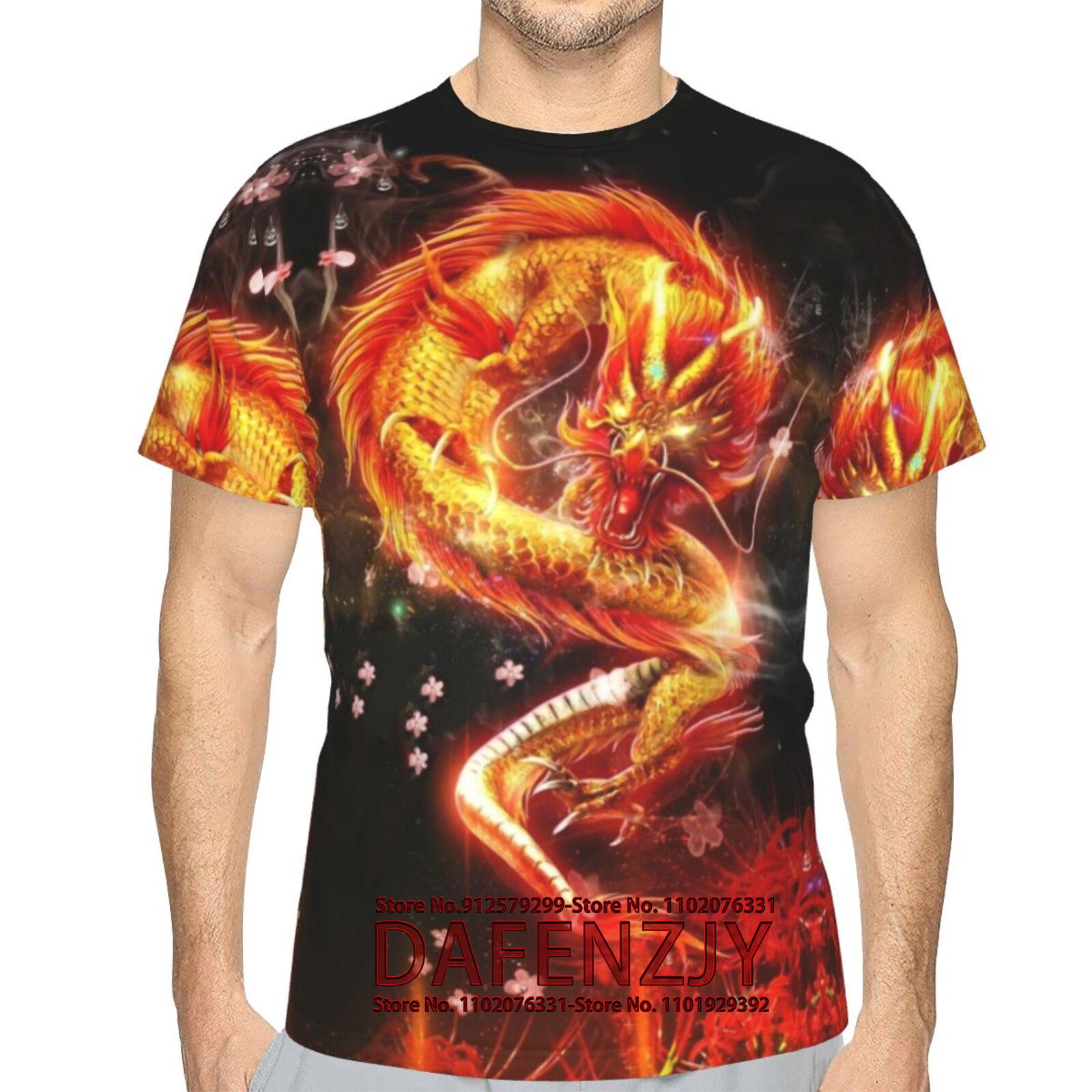 

Чоловіча футболка Dragon 3d Літня модна футболка з принтом у тваринний візерунок з короткими рукавами, великі вуличні футболки, повсякденні чоловічі топи One Size армія зелений колір