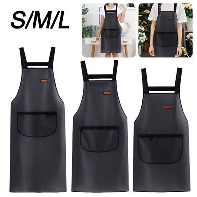 Fashion PU Kitchen Apron Oil Resistant Waterproof Work Apron Dirt-Proof Cleaning Aprons Household