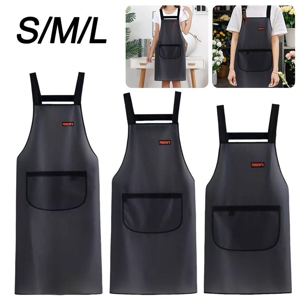 PU Kitchen Apron Waterproof Cleaning Aprons Thickened Work Apron  Unisex