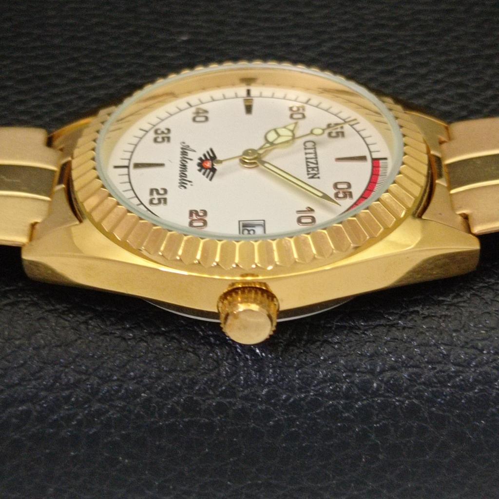 REFURBISHED CITIZEN AUTOMATIC 8200 JAPAN MENS DATE WHITE DIAL WATCH a432606-2 R112-a432606