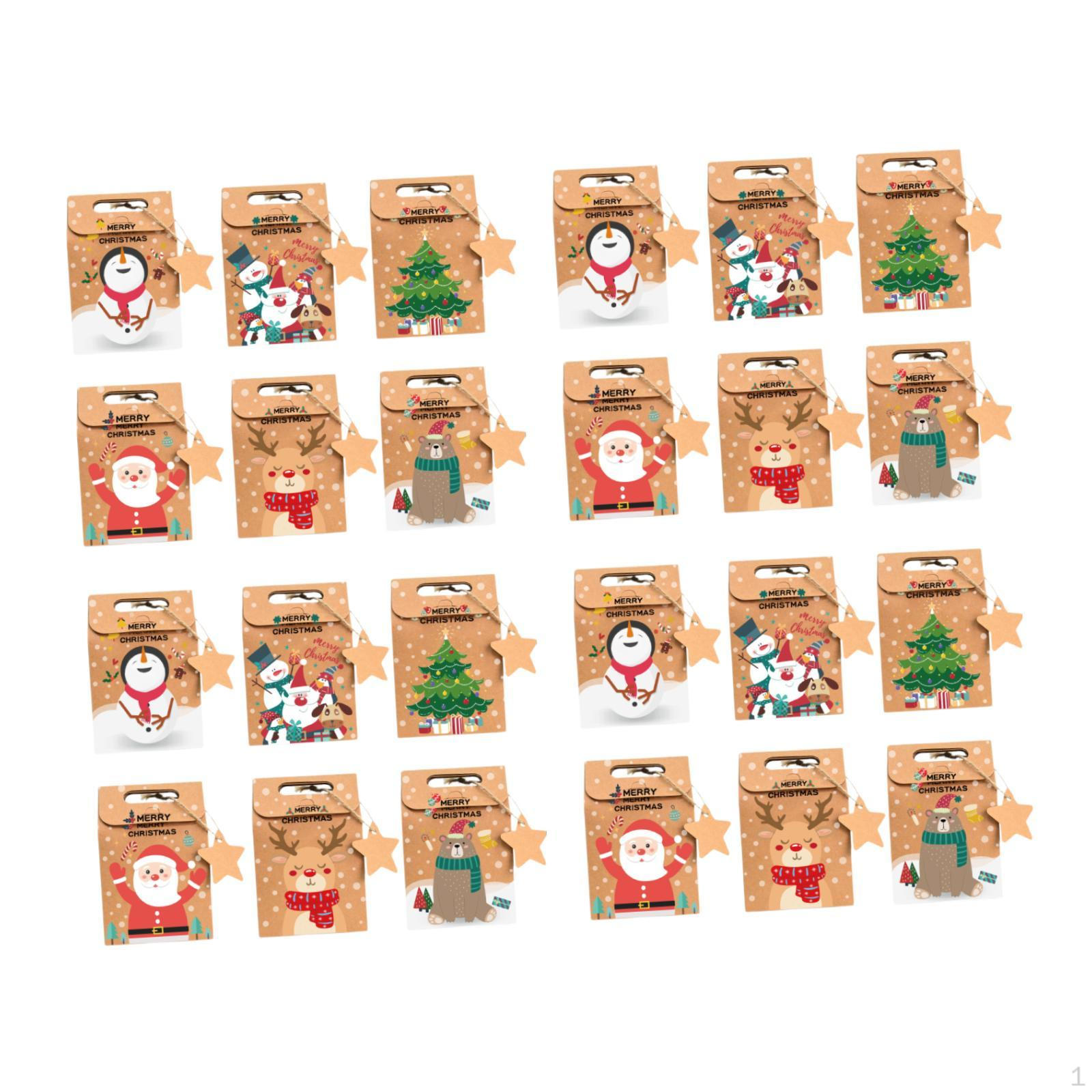 

24 Різдвяні крафт-пакети, Подарункові, Прості у використанні та практичні, Коробки для цукерок для вечірки Style B