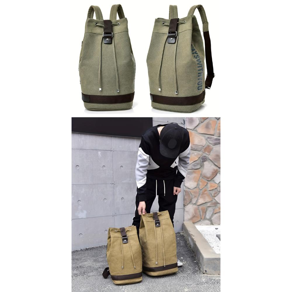 Fashion Canvas Sports Backpack Barrel Bag Travel Computer Backpack Men's Bag Leisure Travel School Bag Unisex