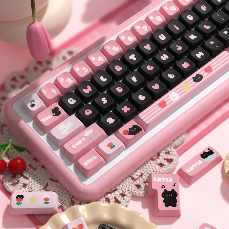 Zwarte Katten Keycaps 138/158 Toetsen MDA Profiel PBT Keycaps Sublimatie Schattige Mechanische Keycaps toetsenborden Accessoires