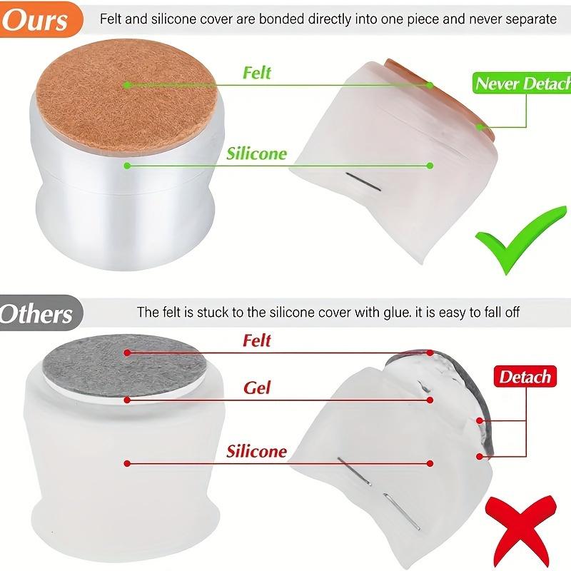 12 Pieces/set of Non-slip Transparent Chair Leg Covers with Felt, Large Round Chair Floor Protection Mats