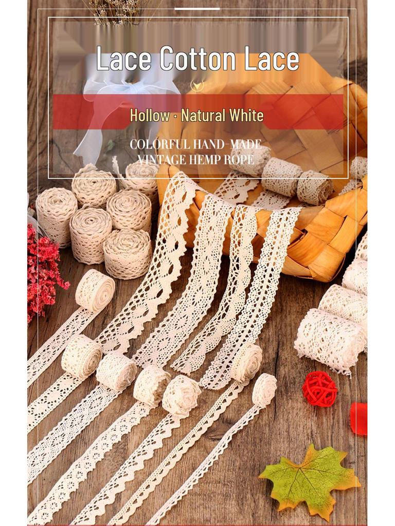 Huan Chuang Cotton Lace Ribbon for DIY Crafts and Clothing Fabric Decorations