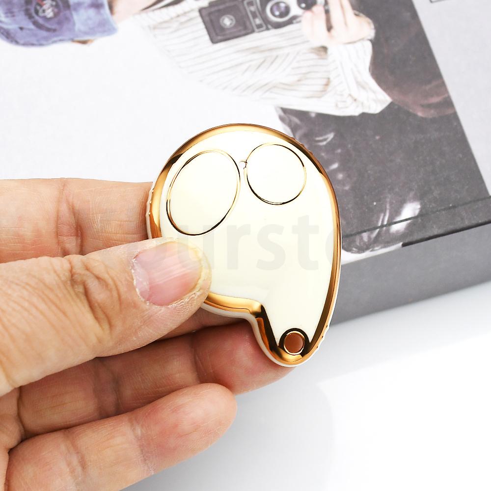 

2 Buttons Gold Edge Tpu Shell Fob Car Remote Key Case Cover Fit For Toyota / Cobra Alarm 7777 / 1046 / 3193 / 7928 / 8188