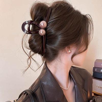 Elegantní perlová spona do vlasů pro ženy dívky jednoduchá velká žabka trendy plastová sponka do vlasů všestranné vlasové doplňky dárky