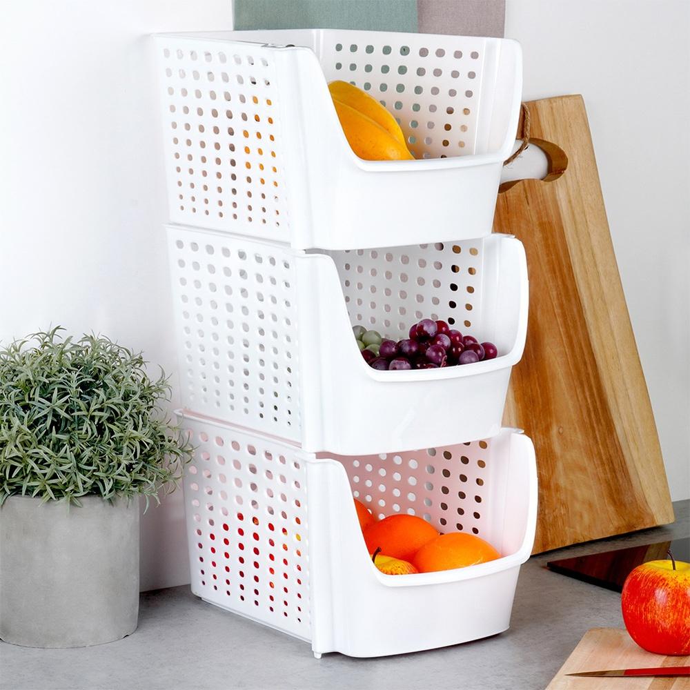 Vegetable and fruit container white 29x21x16 cm 3 pcs.