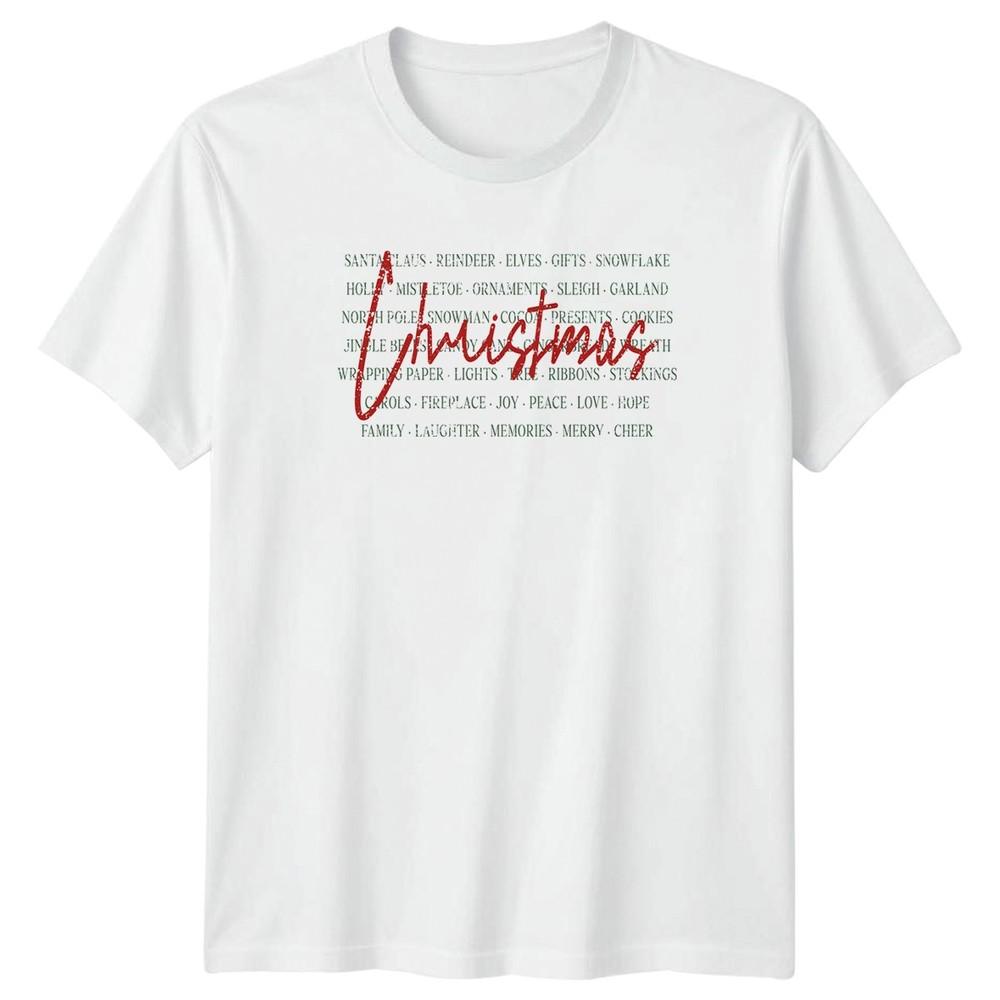 Christmas Holiday Words Unisexs TShirt Unisexs Graphic Tee Festive Text S