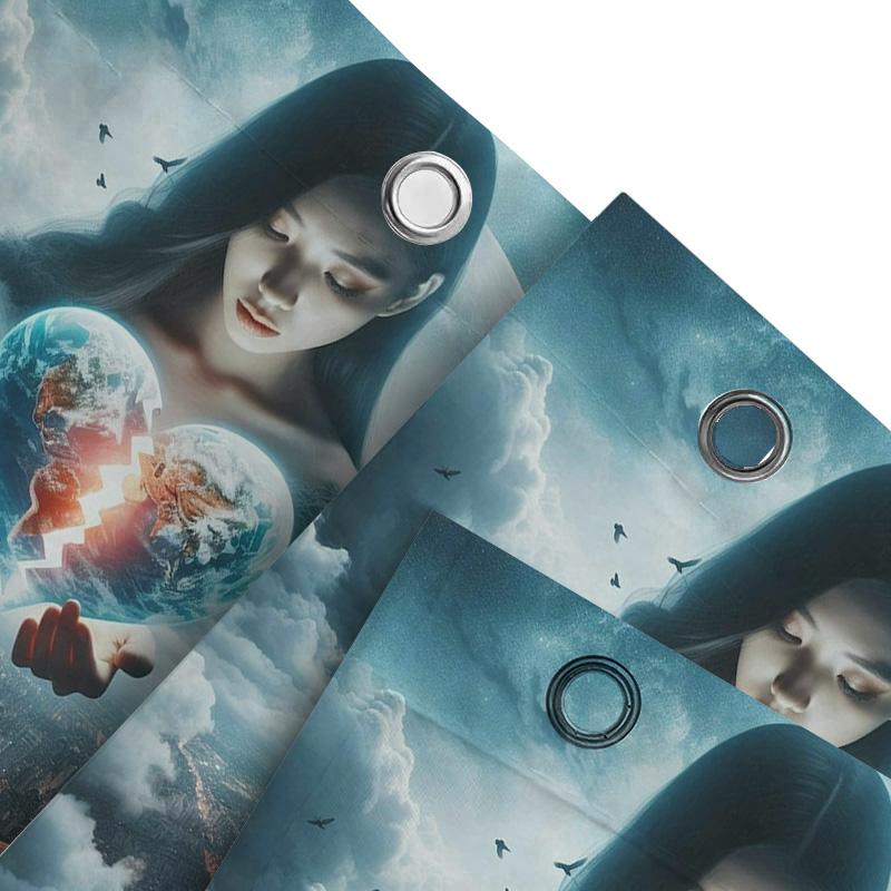 Fantasy Woman Holding Broken Heart Waterproof Shower Curtain