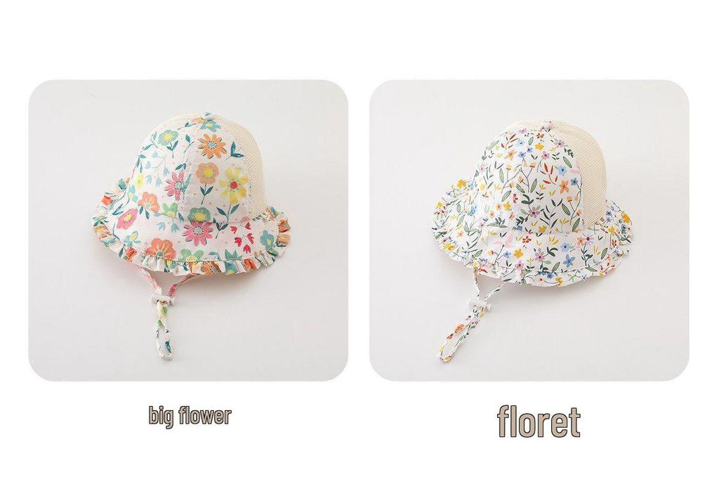 Baby Girl Floral Mesh Sun Hat - Breathable Summer Protection