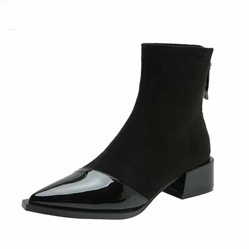 Nowe Modne Botki Wszechstronne Damskie Buty Szpiczasty Nosek Damskie Buty Temperament Elastyczne Krótkie Botki Wygodne Buty na Wysokim Obcasie