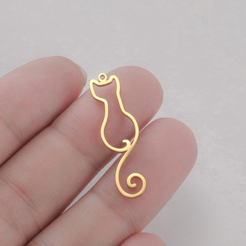 My Shape 5pcs Cat Charms Cute Animal Kitten Pendants DIY Necklace Earrings Keychains DIY Jewelry Making Stainless Steel Jewelry