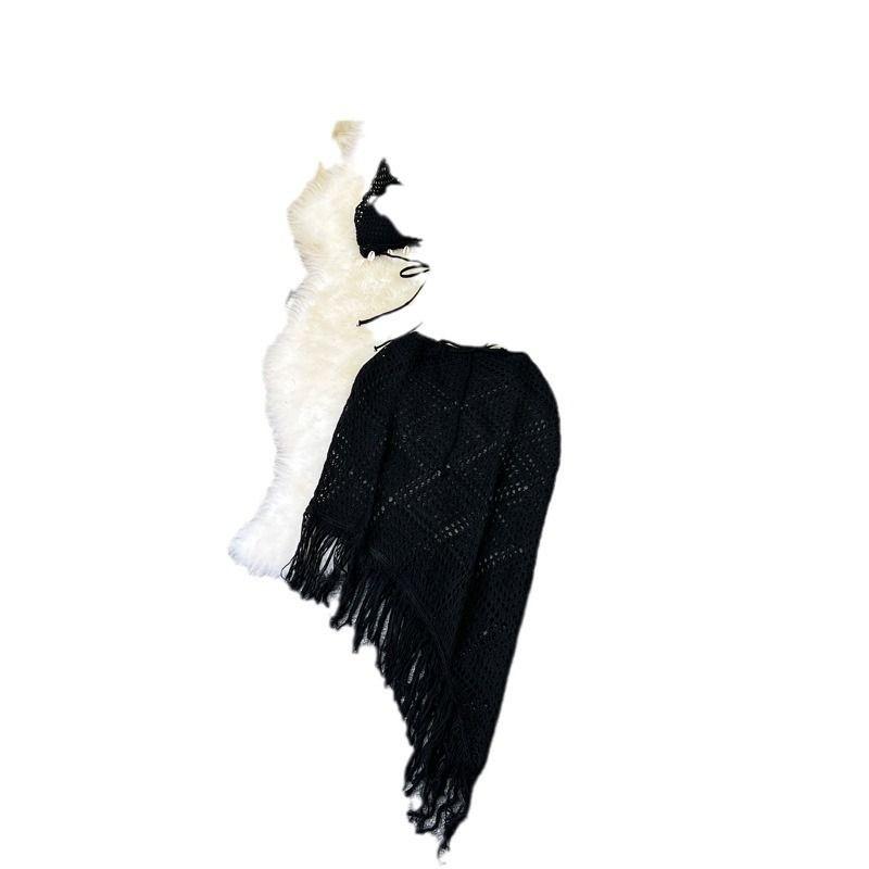 Vacation Style Suit Women's Stylish Bikini Halterneck Vest All-Matching Tassel Skirt Knitted Two-Piece