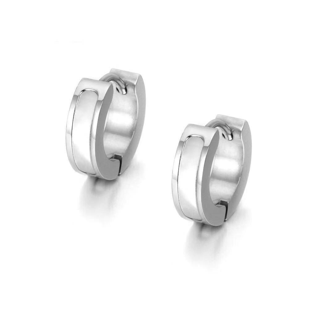 Stainless steel inlaid shell flat ear buckle European and American style temperament fashionable simple earrings trend