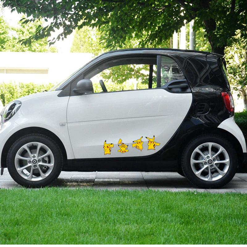 Kawaii Pokemon Pikachu Araba Çıkartmaları Karikatür Stilinde Su Geçirmez Otomatik Cam Sürüş Aynası Çıkartmaları Araba Ön Cam Süslemeleri