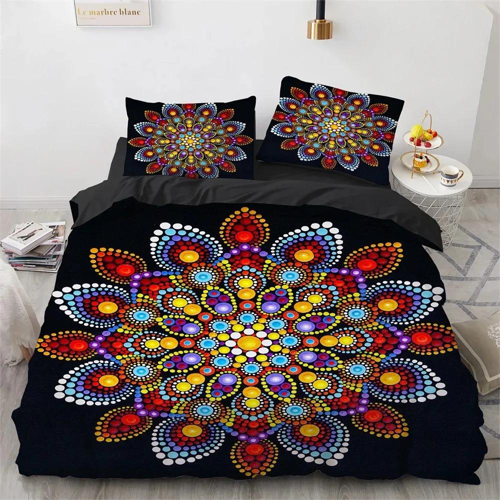 Bohemian Mandala King Queen Duvet Cover Boho Style Flower Bedding Set Adults Exotic Nordic Floral Polyester Quilt Cover