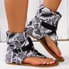 Fashion Women Sandals Summer Clip Toe Roman Sandals Denim Belt Buckle New High Top Herringbone Flat Boots Women Dressy Casual Sandals