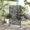 Metal Decorative Privacy Screen Outdoor Divider, Black Leaf