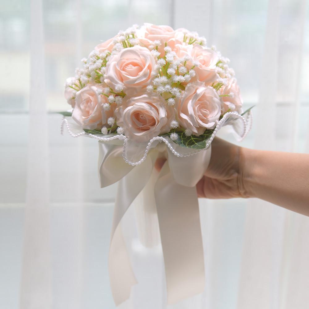Rose Gypsophila Bouquet - Silk Flowers for Weddings, Photography, Christmas, and Valentine's Day Gifts