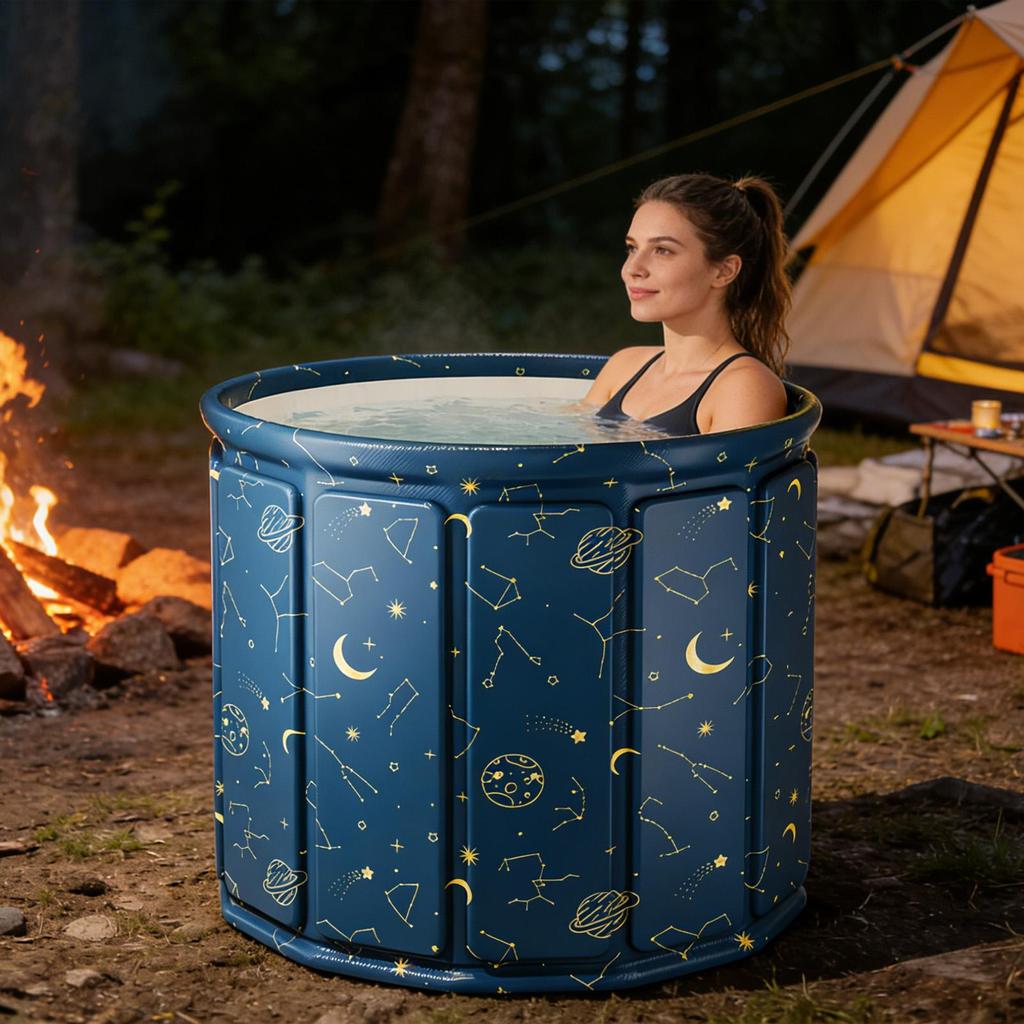 Folding Adult Bath Tub Household Thickened Insulated Bathtub Portable Round Enlarged Bathing Bucket Foldable Bathroom SPA Bucket