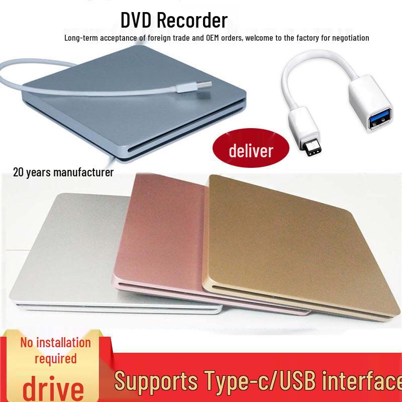 High-Speed USB-C/USB External Slot-in DVD Burner