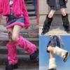 Furry Leg Warmers Y2K Goth White Faux Fur Leg Warmers Boot Covers Lady Cute Jk Knee-length Hipster Warm Sock Fashion Socks