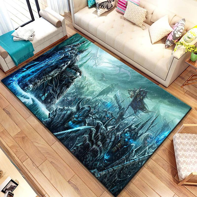 Spiel World of Warcraft Teppich für Wohnzimmerteppiche Camping Stranger Things Picknickmatte Rutschfester E-Sport-Teppich Yogamatte Fans Geschenk