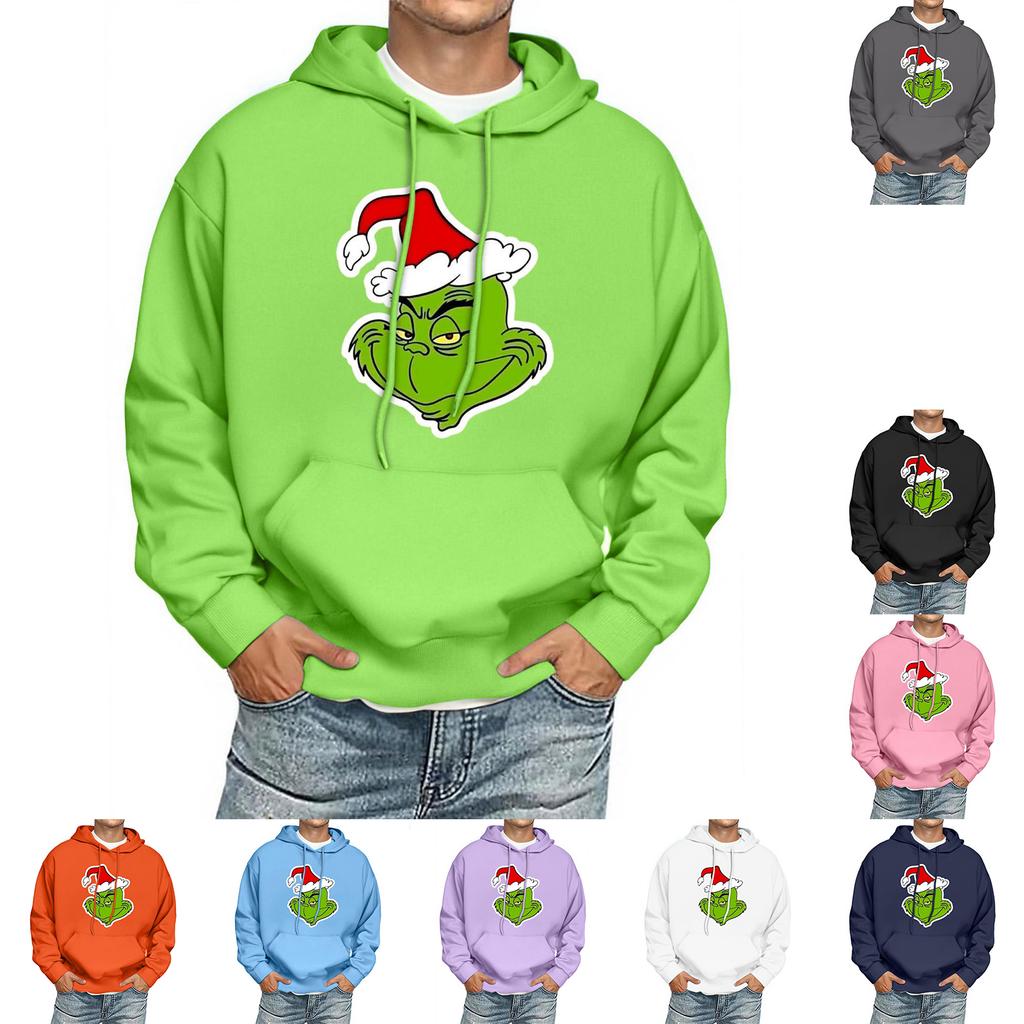 Men's Print Hooded Sweatshirt Long-Sleeve Casual Pullover Hoodie Hooded Sweatshirt