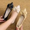Pointed flat-soled Doudou shoes spring new female bow late evening gentle shoes versatile with skirt fairy single shoes