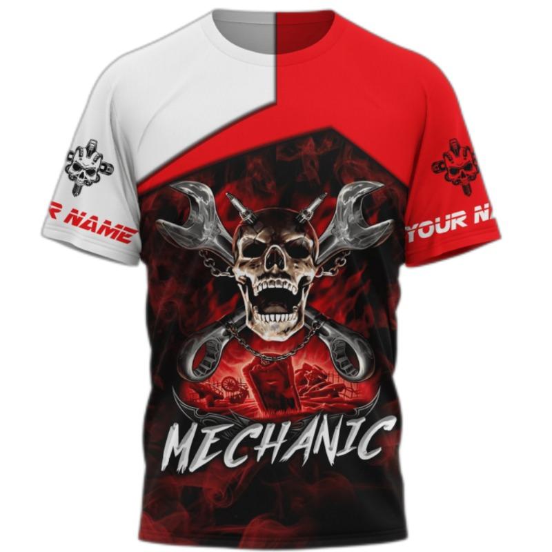 Men T Shirt Vintage T-shirt Summer Clothing Personalized Name Mechanic 3d Print Tops 5xl Street Casual Sports Oversized Pullover