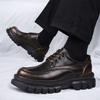 Men's Spring Casual Leather Derby Shoes with Thick, Lightweight Sole for Height Increase