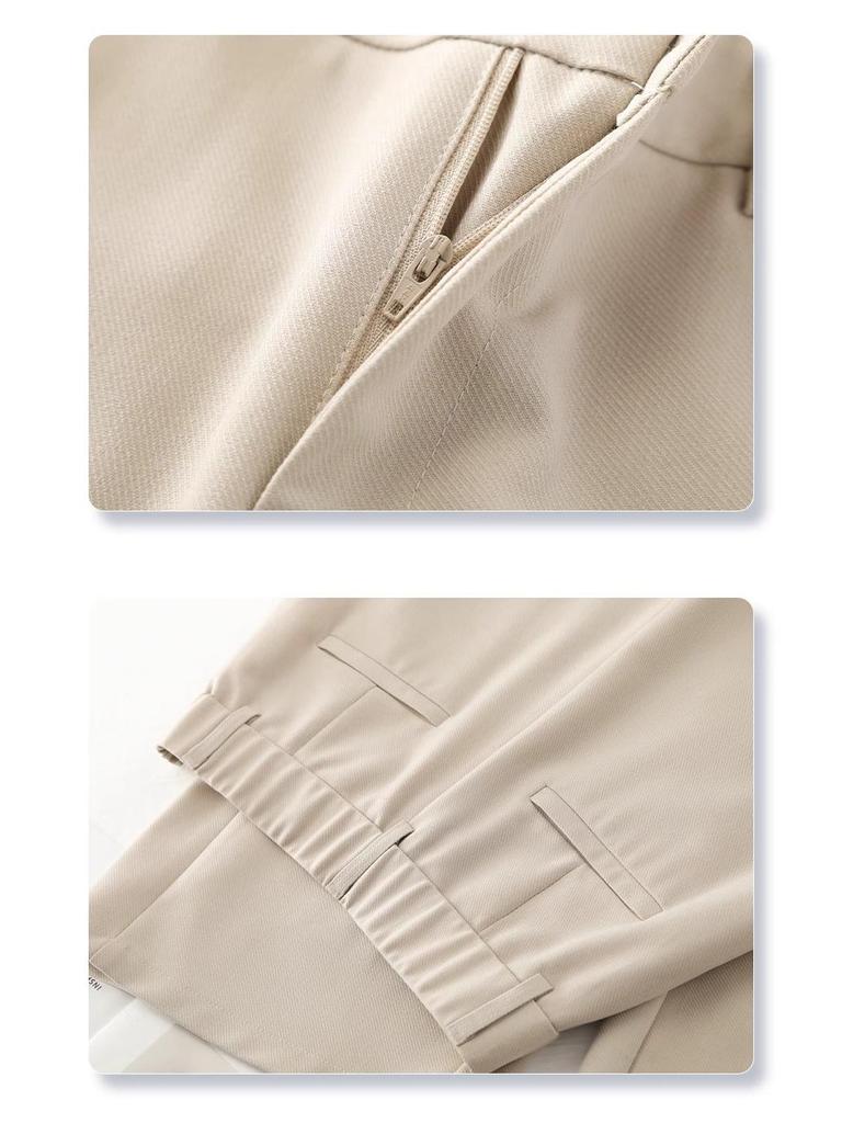 Beige Damen Weitbeinige High-Waist Drapierte Hose - Frühjahr/Sommer Kollektion 2025