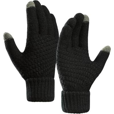 Warme Handschuhe für Damen und Herren, mit Fleece gefütterte Strickfäustlinge