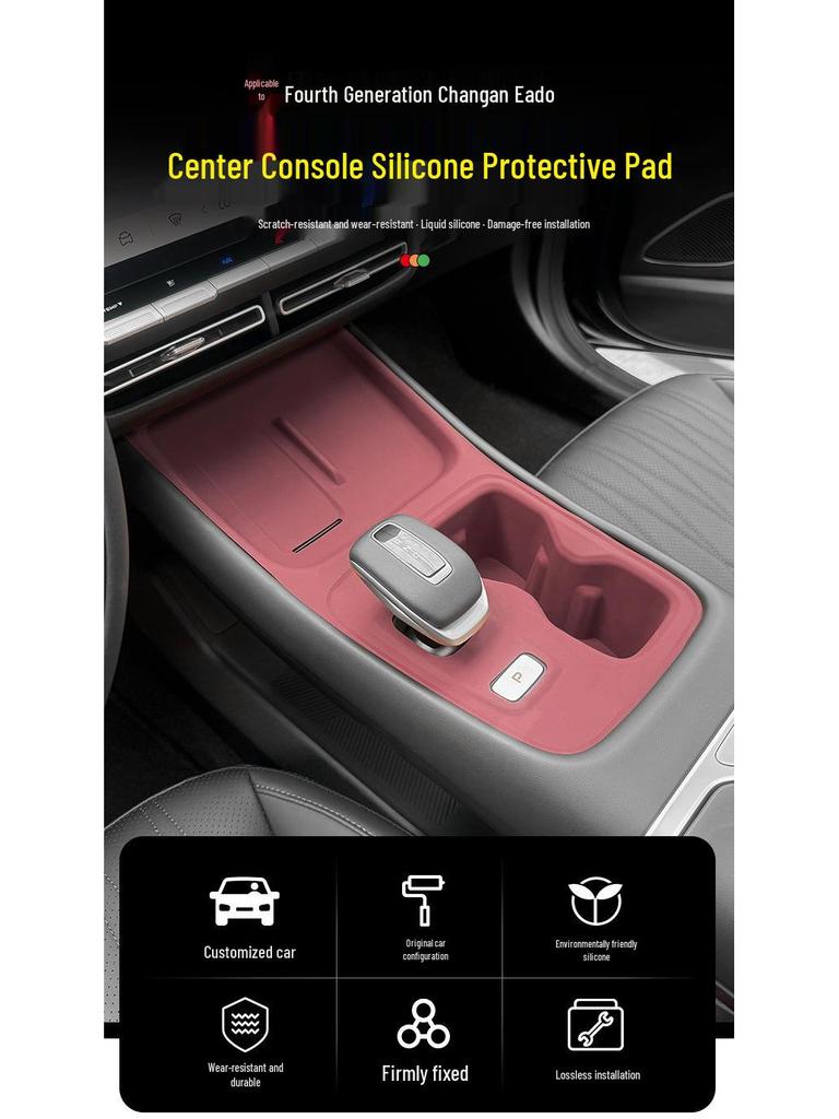 Silicone Protective Pad for 4th Gen Yidong Console: Cup Holder Wireless Charger, Gear Shift Panel Pad.