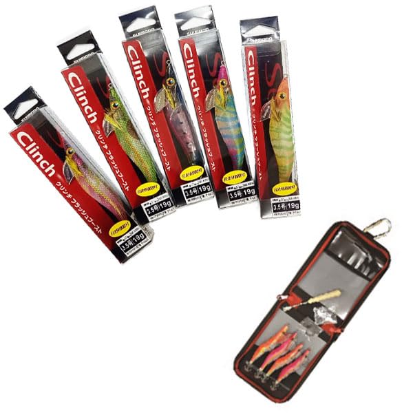 

Shimano Clinch Flash Boost Squid Lure Set Convenient Squid Lure Big Catch Pack A 3.5 & Bag,