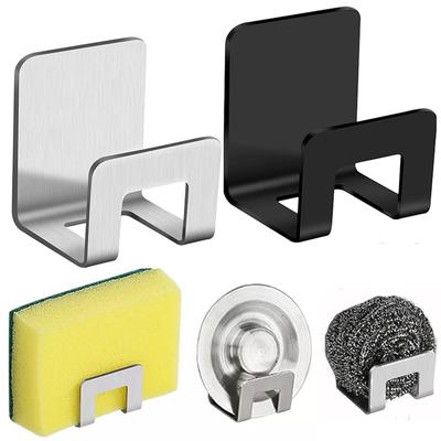 Edelstahl-Spülbeckenablage, Abtropfgestell, Küchenspüle, Schwammabflusshalter, selbstklebender Haken, Aufbewahrungshalter, Küchenorganizer