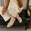 2025 new round head suede bow light mouth foot cover versatile thin commuter soft sole foot cover women's single shoes