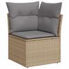 9 Piece Beige Garden Sofa Set with Cushions Poly Rattan