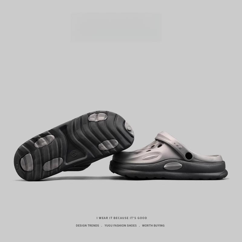 Herren Baotou Zweifarbige Lochschuhe, Trendige Slipper für den Sommer-Außenbereich, Rutschfeste Dicksohlen-Strandsandalen.