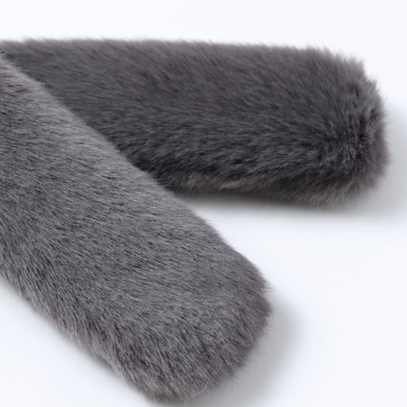 LALA Fur Scarf Petite-Dark Gray